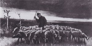 Berger avec troupeau de moutons (Après l